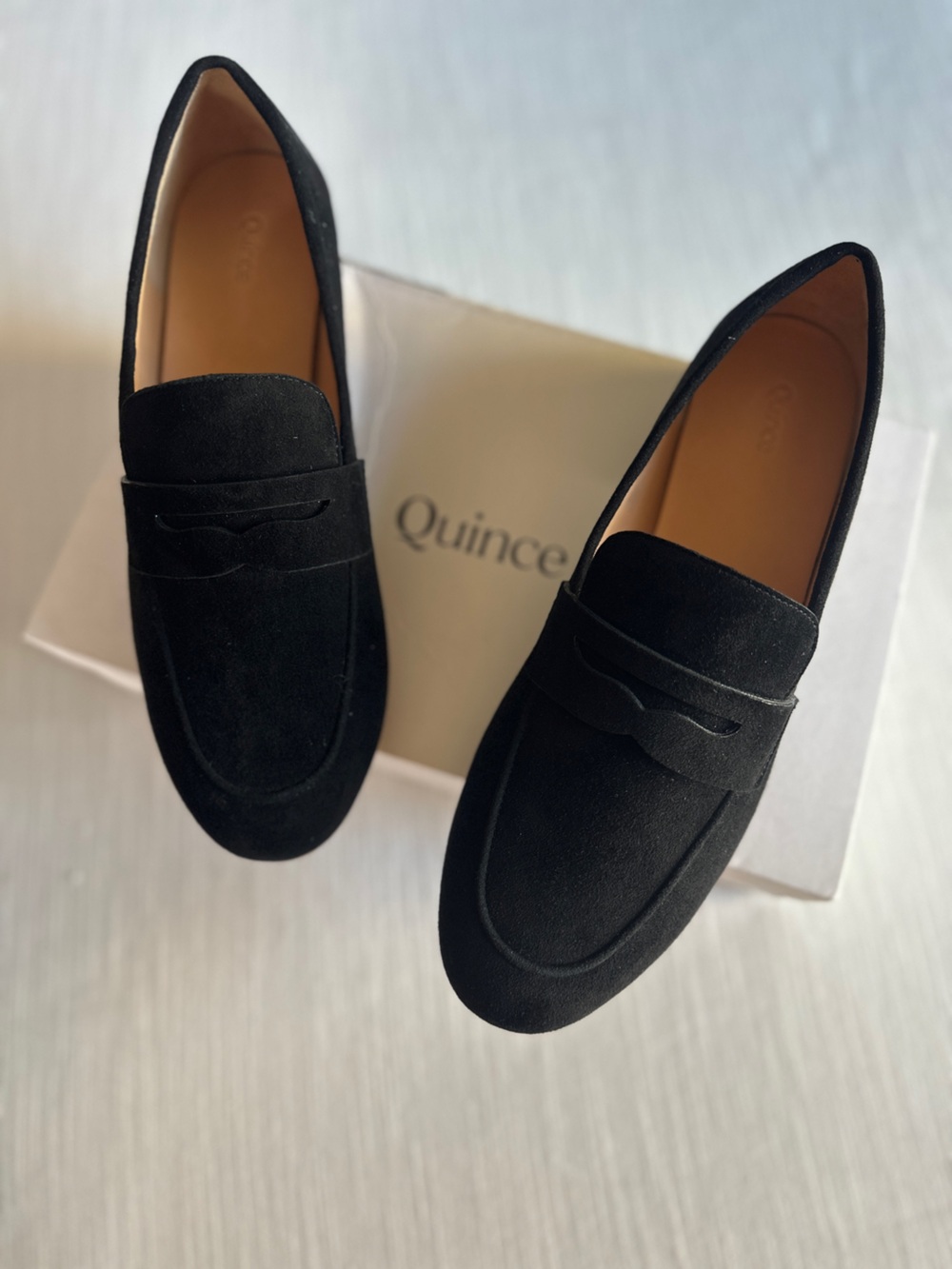 Quince Italian Black Suede Penny Loafers Size 8.5 NIB